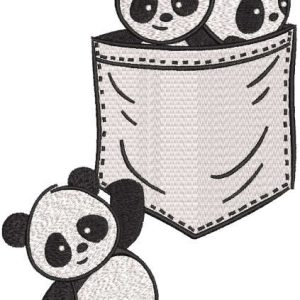 Panda family embroidery design