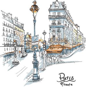 France Paris street embroidery design