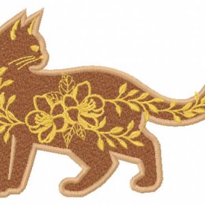 Patterned cat embroidery design