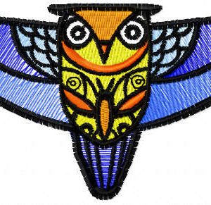 Patterned owl embroidery design