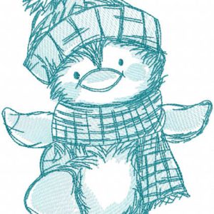 Penguin dancing sketch embroidery design