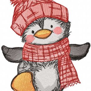 Penguin winter dancing embroidery design