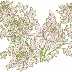 Peonies flowers embroidery design