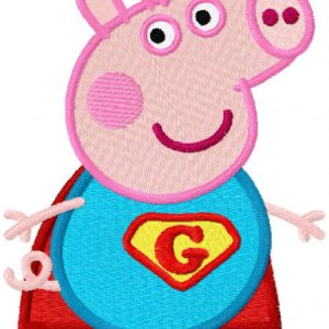 Peppa pig hero embroidery design