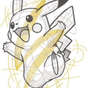 Pikachu sketch embroidery design