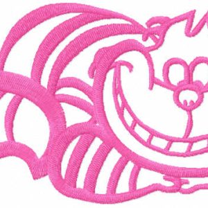 Pink Cheshire cat embroidery design