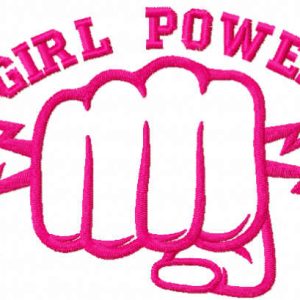 Pink girl power embroidery design