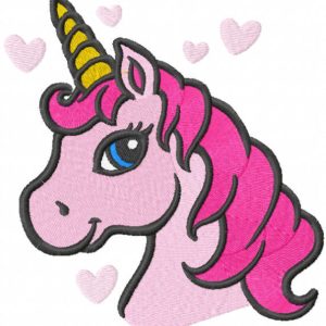Pink baby unicorn embroidery design
