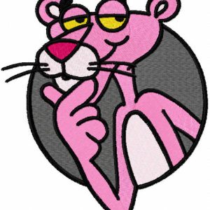 Pink panther thinking embroidery design