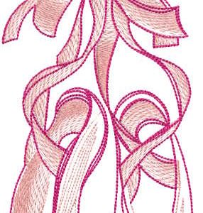 Pink pointe shoes as a gift embroidery design
