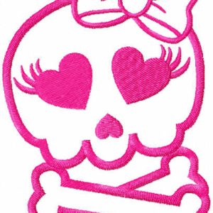 Pink monster skull embroidery design