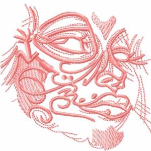 Pink tribal girl face embroidery design