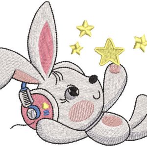 Play with the stars and listen to music embroidery design