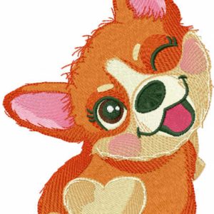 Poke corgi embroidery design