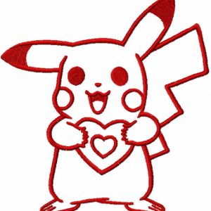 Pokemon with heart one colored embroidery design