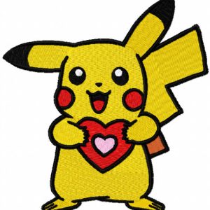 Pokemon with heart embroidery design