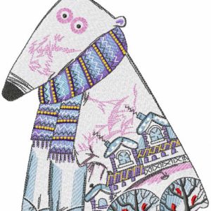 Polar bear patterned embroidery design