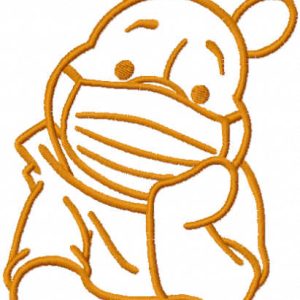 Pooh in mask one colored embroidery design