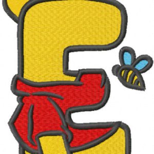 Pooh letter e embroidery design
