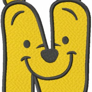 Pooh letter n embroidery design