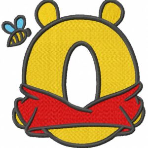 Pooh one letter embroidery design