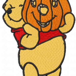 Pooh with Halloween pumpkin embroidery design