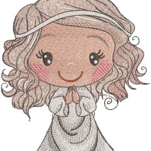 Praying little girl embroidery design