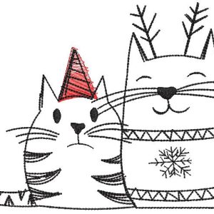 Pretty Christmas cats embroidery design