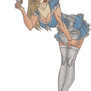 Pretty maid in short dress embroidery design