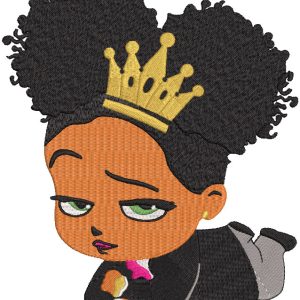 Princess African Boss Baby Girl embroidery design