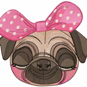Pug dog girl embroidery design