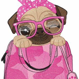 Pug dog of my purse embroidery design