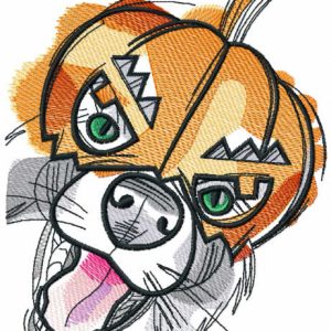 Pumpkin Dog embroidery design