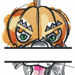 Pumpkin dog monogram embroidery design