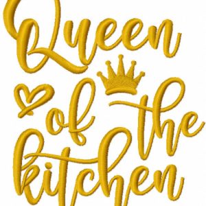 Queen of the kitchen inscription embroidery design