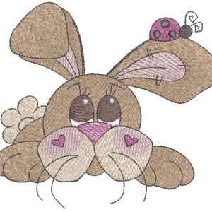Rabbit in a flower meadow embroidery design