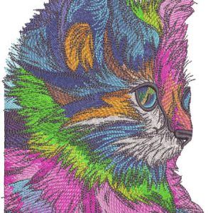 Rainbow kitten  embroidery design