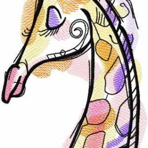 Rainbow colors giraffe embroidery design