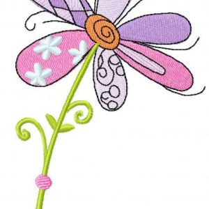 Rainbow flower embroidery design