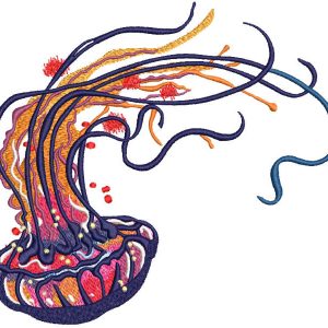 Rainbow jellyfish embroidery design