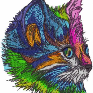 Rainbow kitten muzzle embroidery design