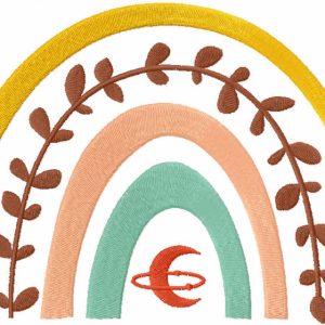 Boho rainbow moon embroidery design