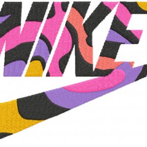 Rainbow nike logo embroidery design