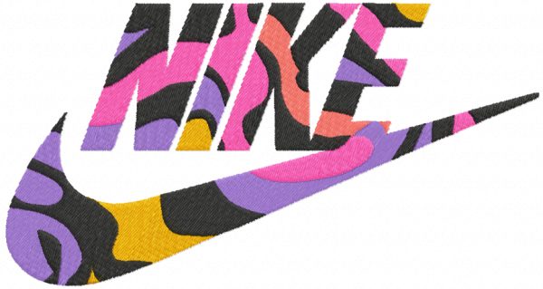 Rainbow nike logo embroidery design