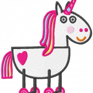 Rainbow toy horse embroidery design