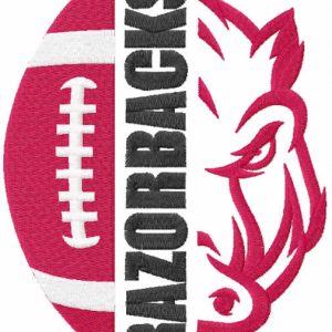 Razorbacks football logo embroidery design