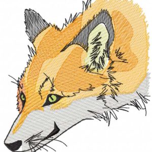 Red fox art embroidery design