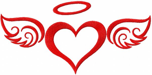 Red angel wings embroidery design