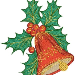 Red Christmas bell embroidery design