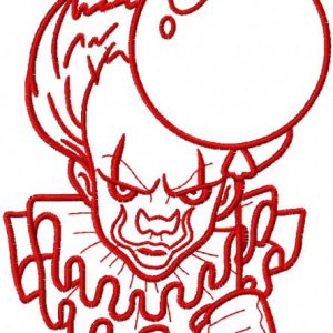 Red Joker with balloon embroidery design